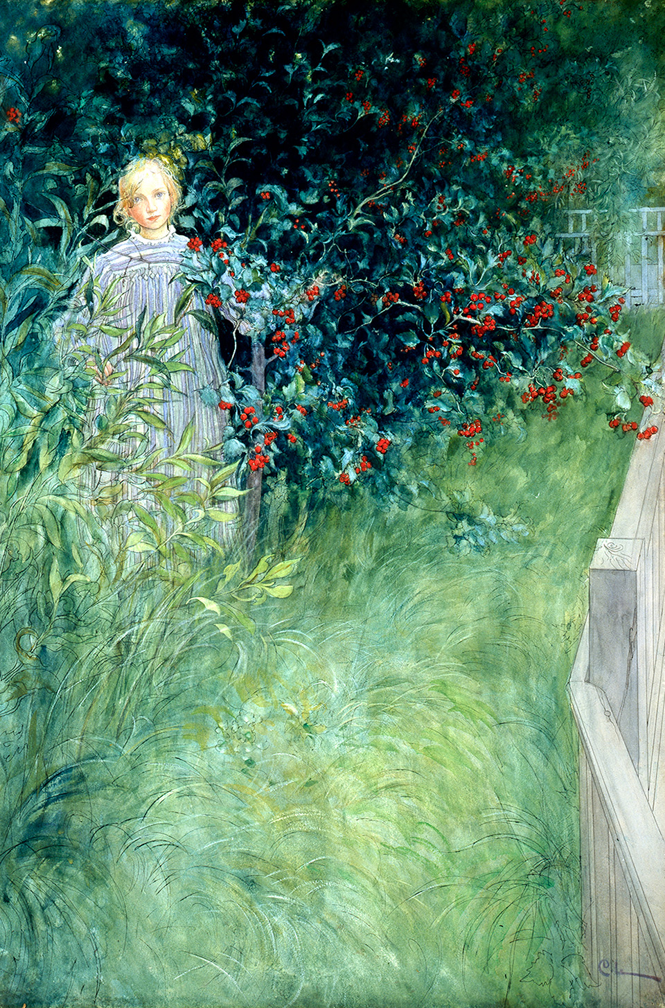 I-hagtornshacken-Akvarell-Carl-Larsson-1897