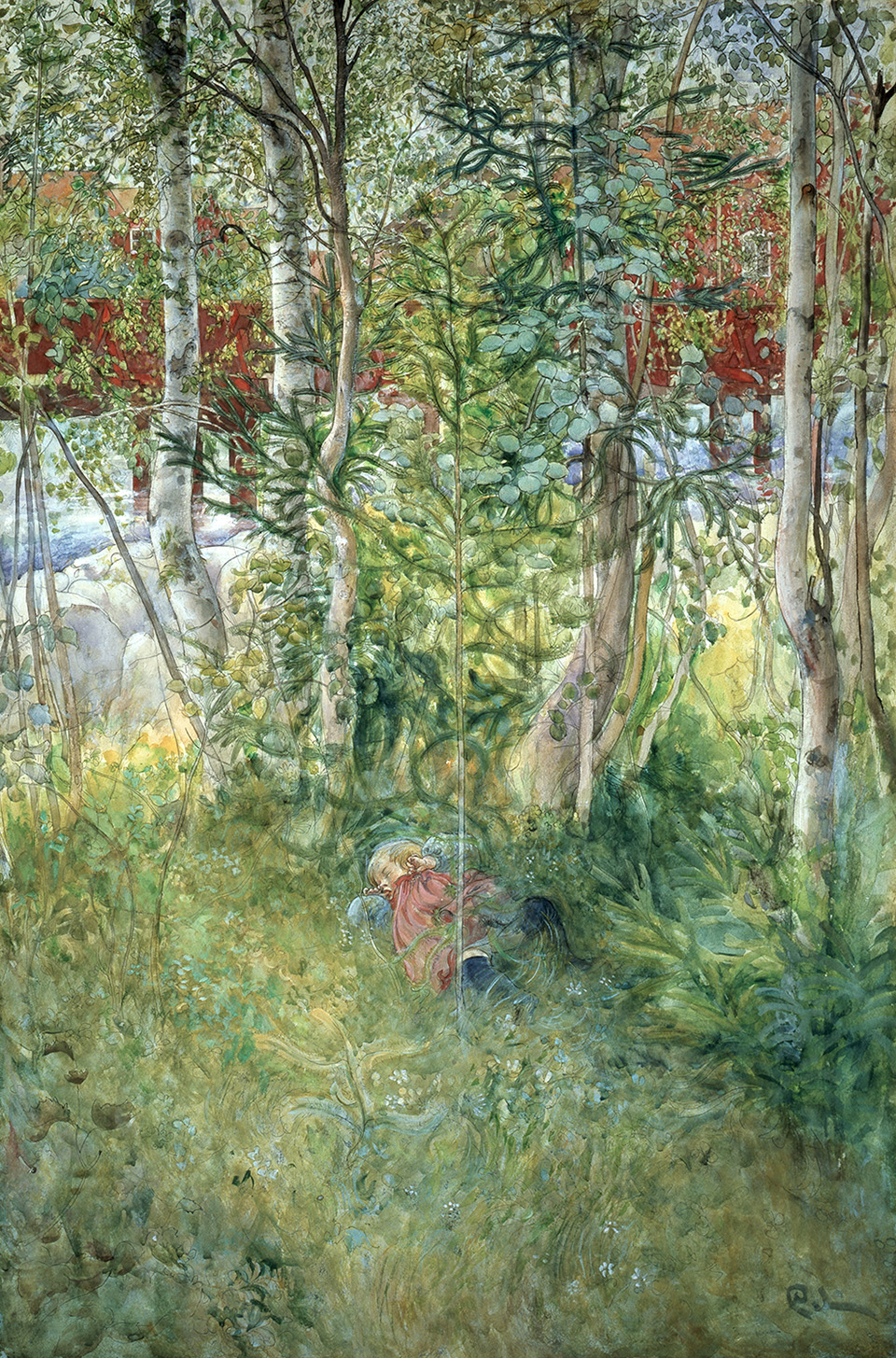 Tupp-lur-i-det-grona-Akvarel-Carl-Larsson-1897